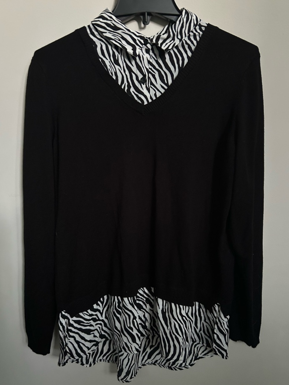 Adrianna Papell Sweater with Black-and-White Zebra Tunic